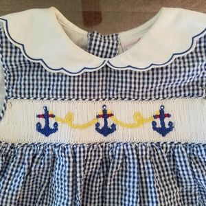 Petit Ami Baby Girl sz 6 mth Smocked Sailor Dress